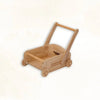 Handcrafted wooden Montessori push walker toy with wheels on a light background