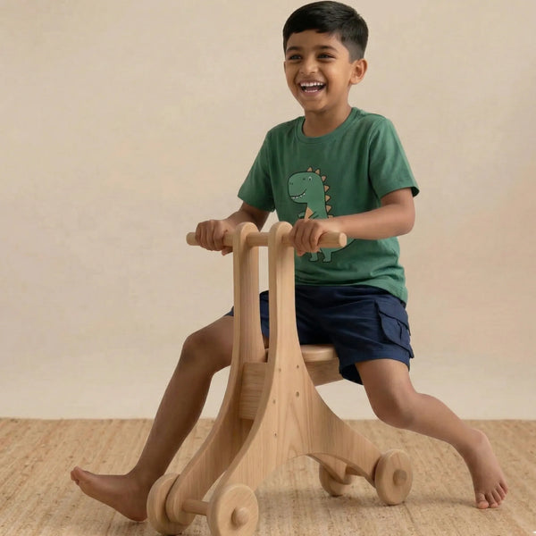 2-in-1 Walker Cum Cycle — Dual-Stage Wooden Cycle