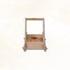 Handcrafted wooden Montessori push cart by Balance mee on a light background
