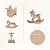 Handcrafted wooden Montessori rocking horse, sustainable toy for ages 9 to 48 months.