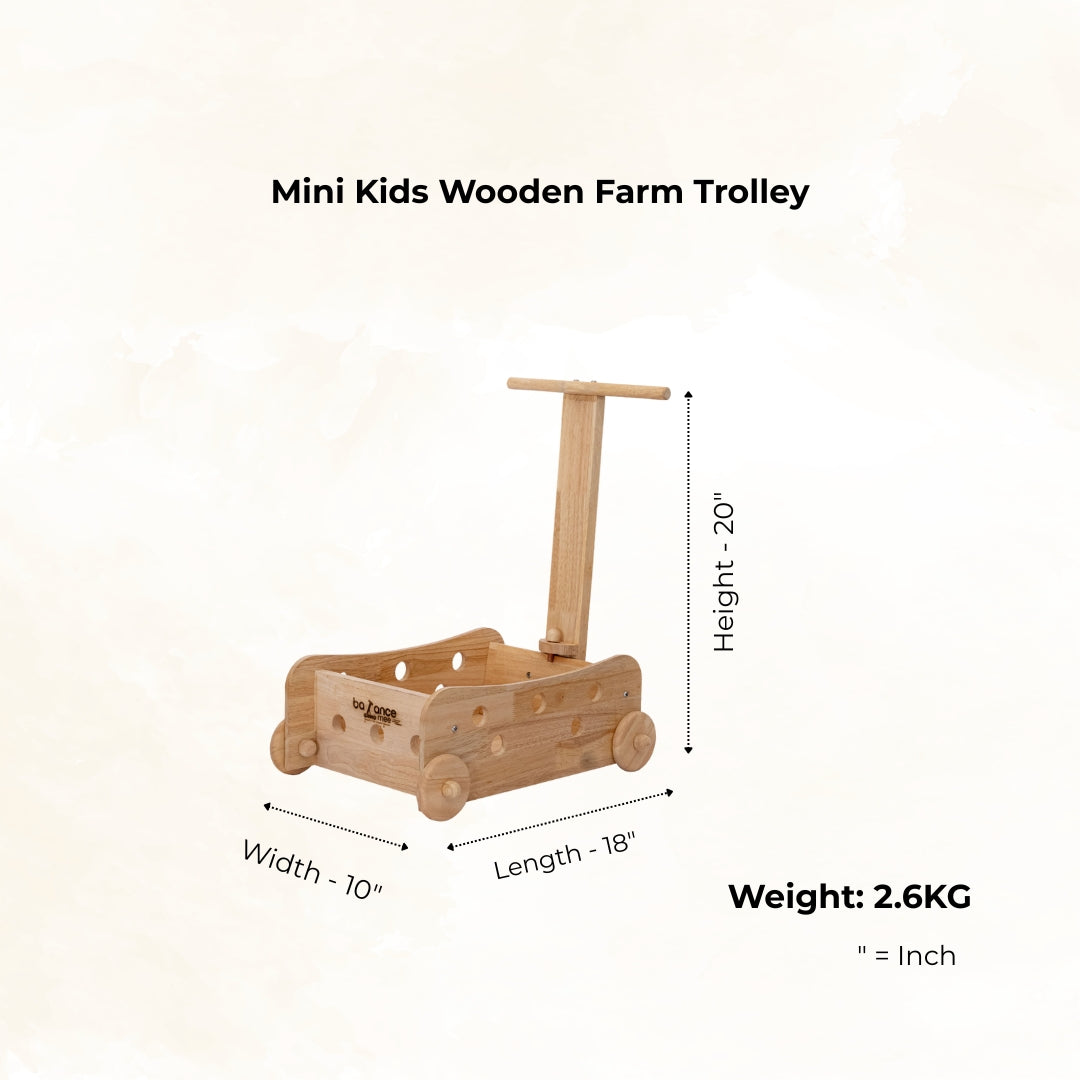 Kids Wooden Farm Trolley