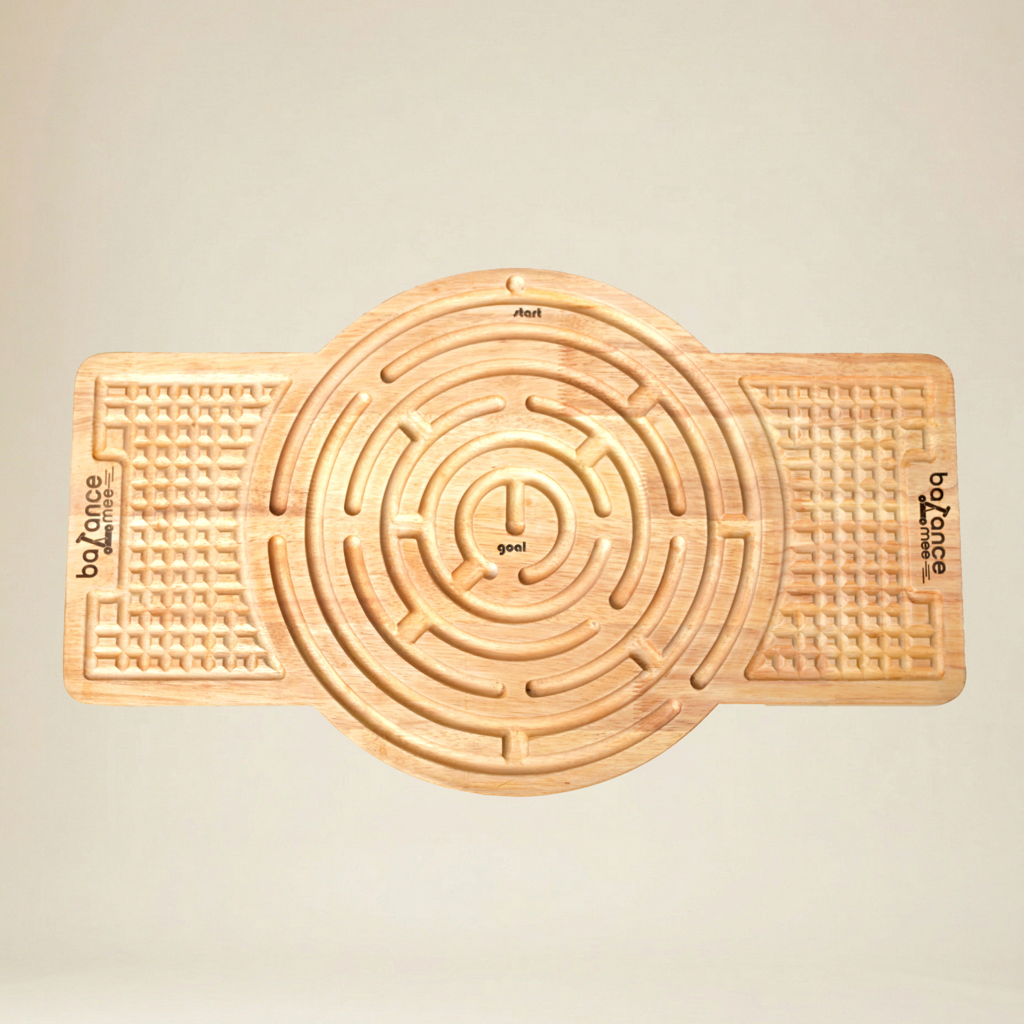 Professional athlete practicing core stability on a wooden master balance board