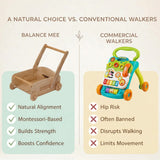 Handcrafted Kids Wooden Toy Cart & Push Walker with Storage