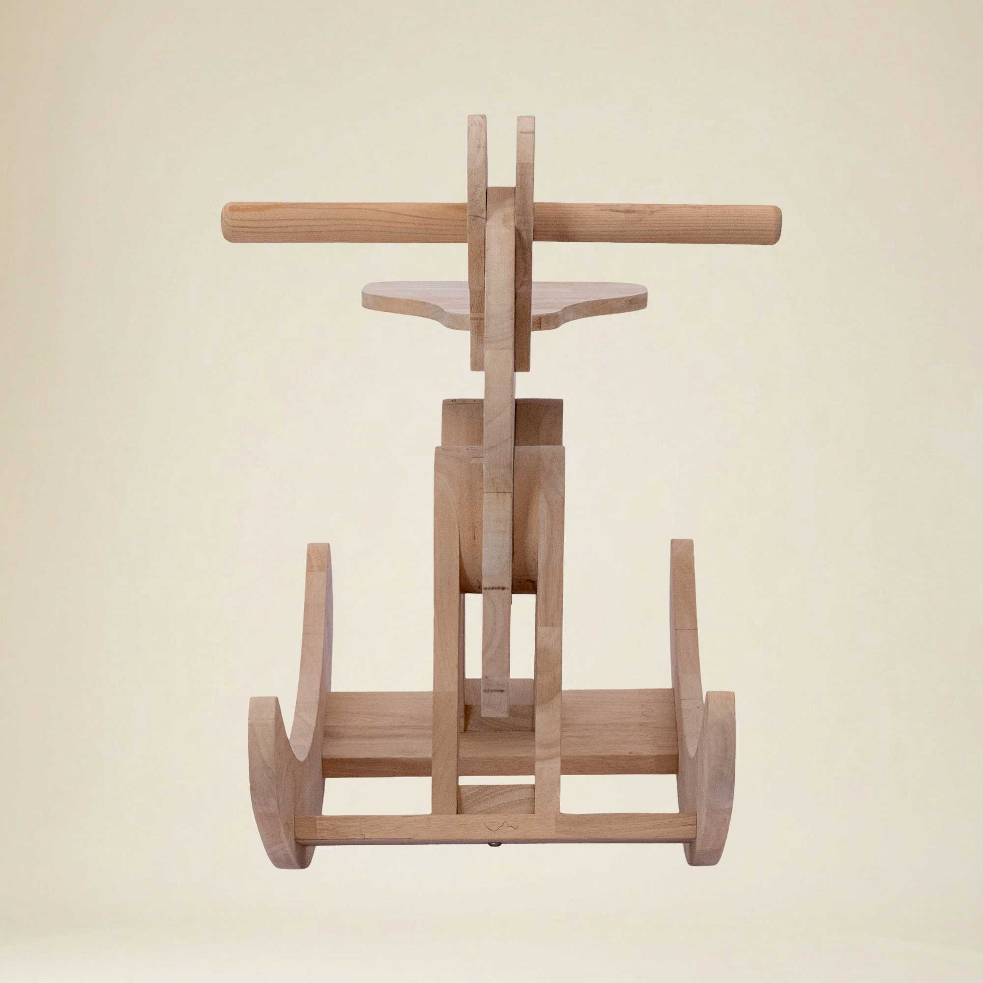 Close-up of the smooth, non-toxic wood finish on the Kids Elephant Swing