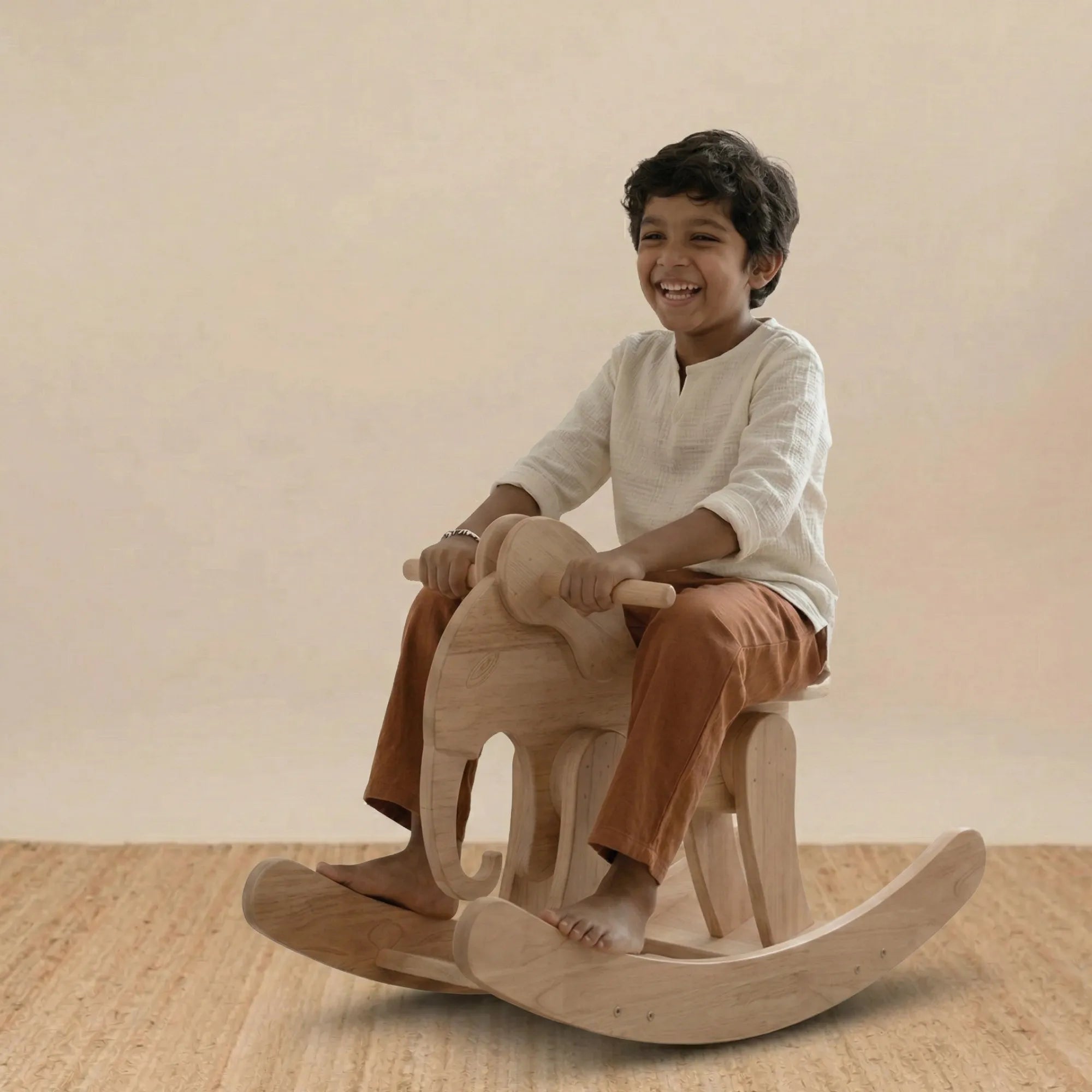 Kids Elephant Swing handcrafted wooden indoor swing for toddlers