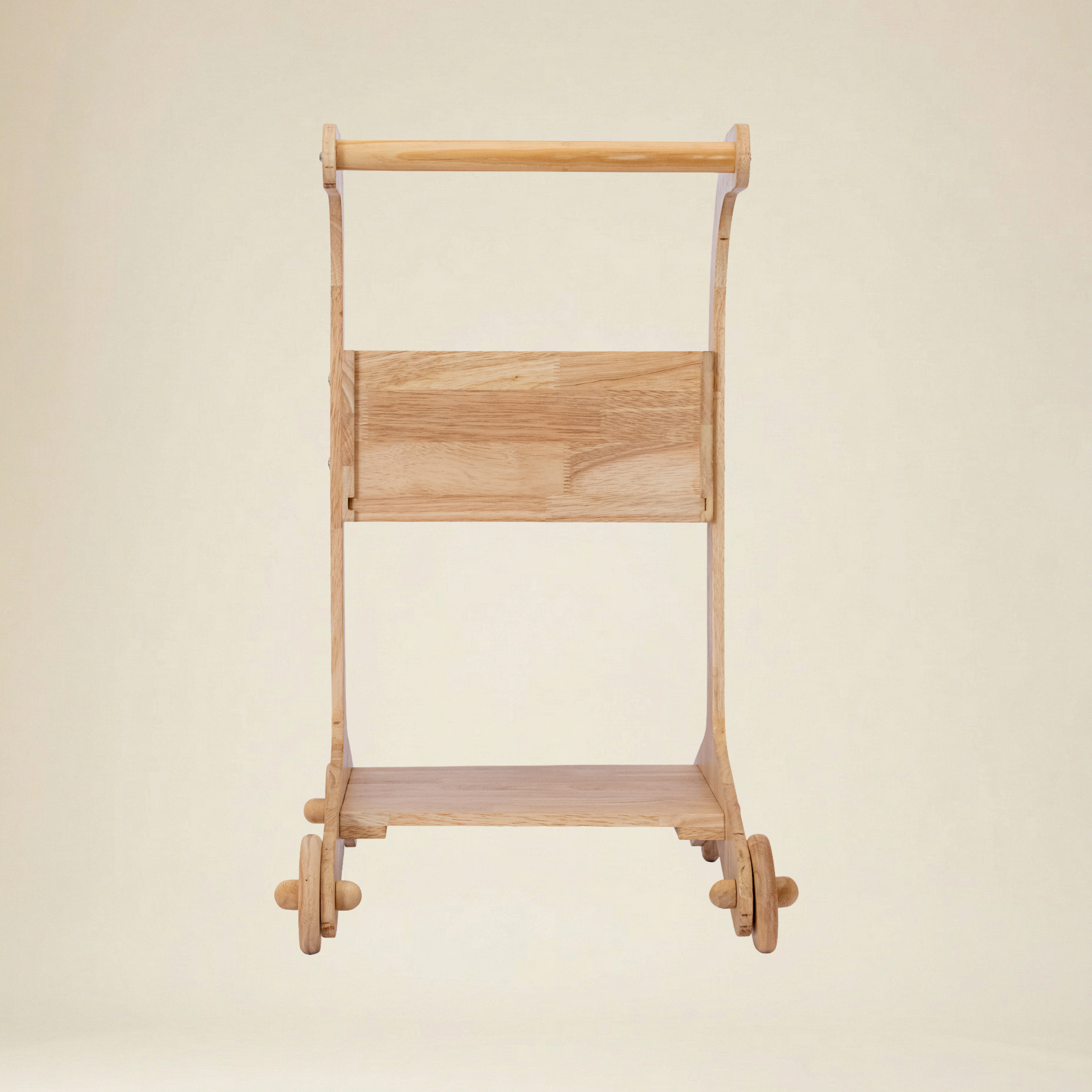 Eco-friendly wooden walker and toy cart for active indoor play