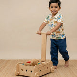 Kids Wooden Farm Trolley handcrafted storage cart for toddlers