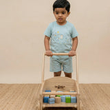 Handcrafted Kids Wooden Toy Cart & Push Walker with Storage