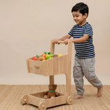 Kids Shopping Cart handcrafted wooden grocery cart for toddlers