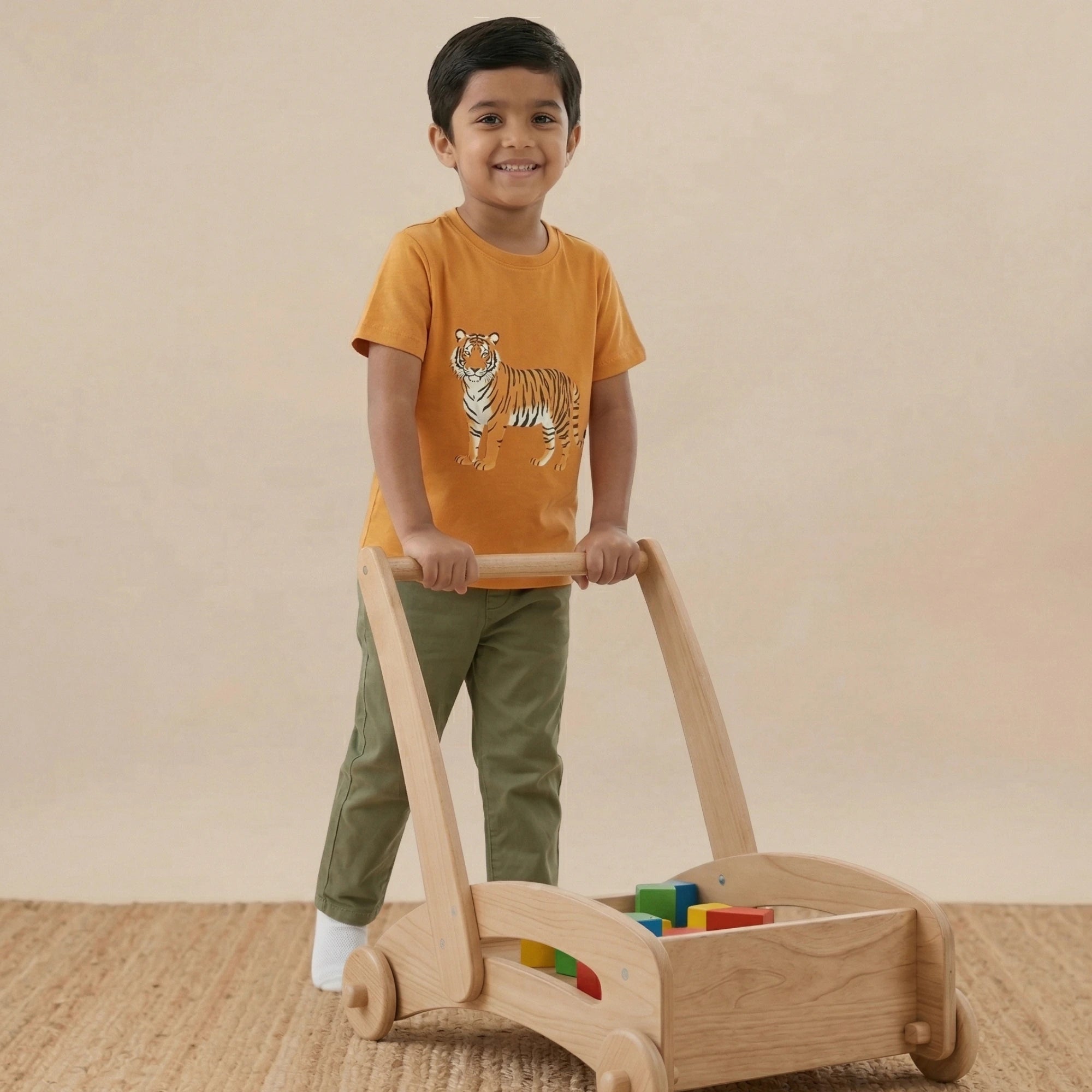 Front view of the 2-in-1 Montessori toy cart walker