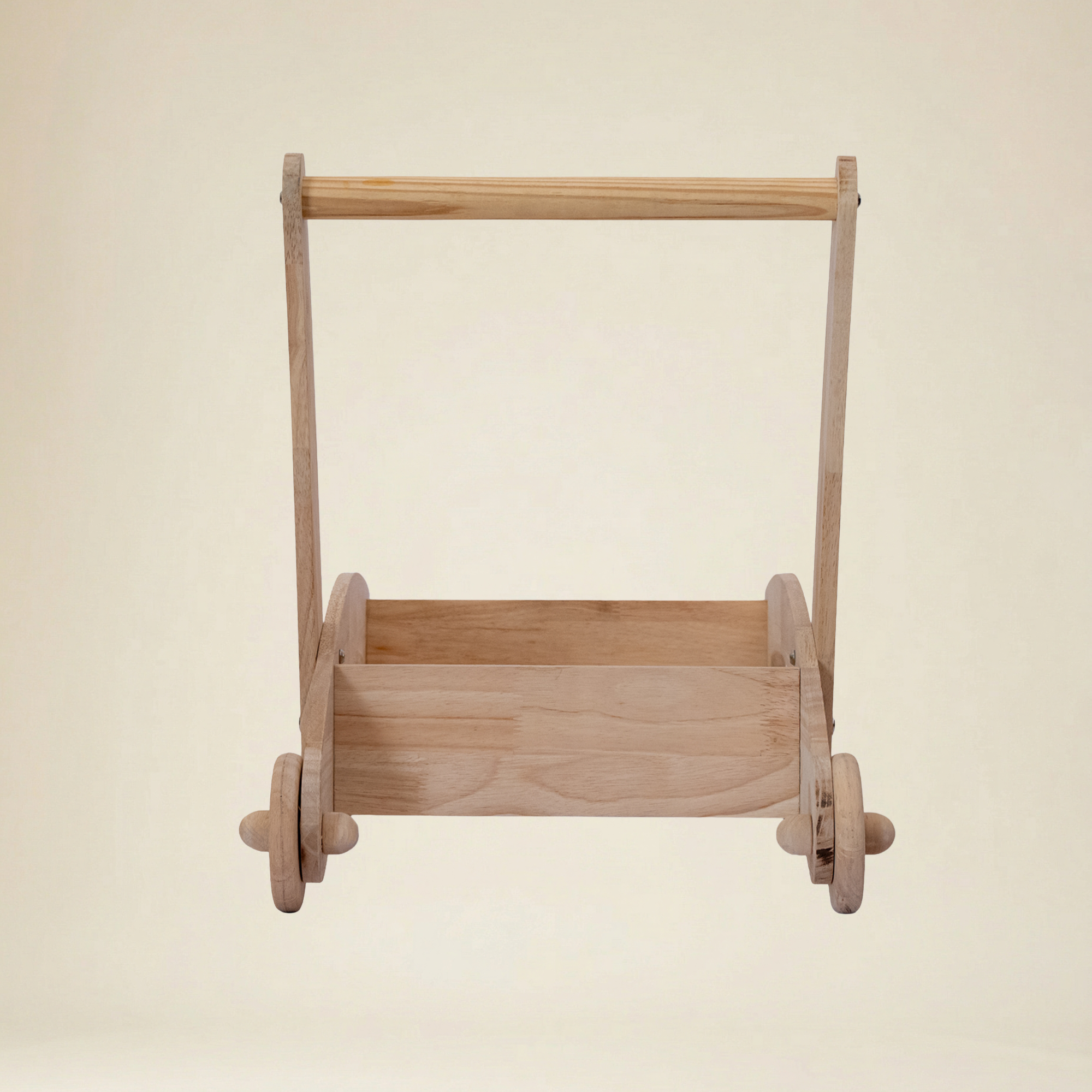 Eco-friendly wooden walker and toy storage for active indoor play