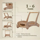 Toy Cart Walker — Organic Wood Finish Open-Ended Play Set