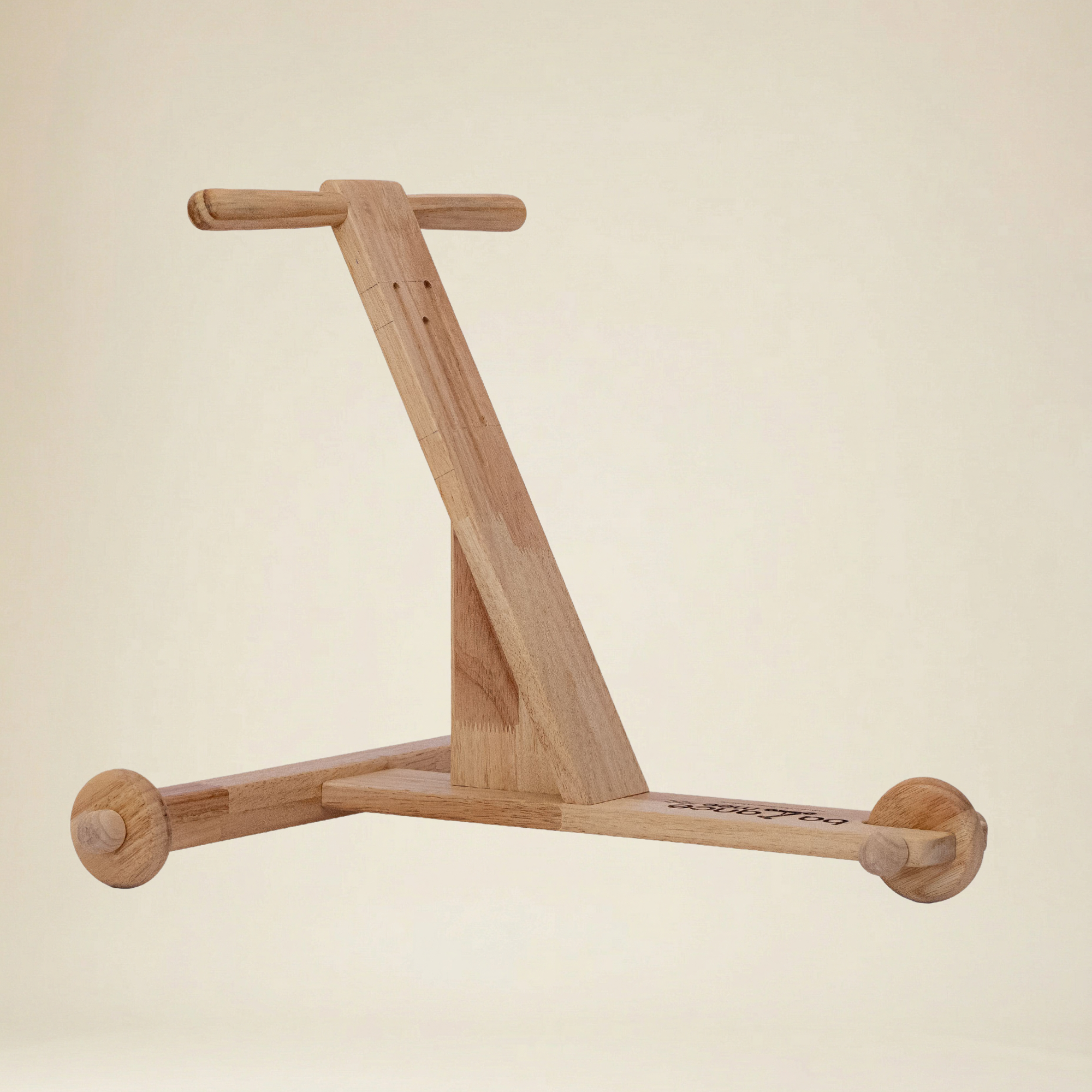 Profile view of Montessori toddler walking aid 